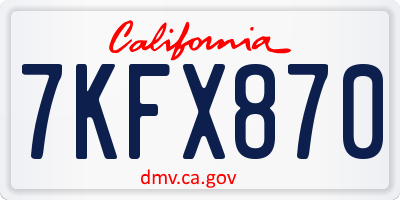 CA license plate 7KFX870