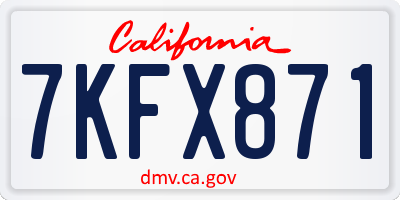 CA license plate 7KFX871