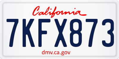 CA license plate 7KFX873