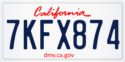 CA license plate 7KFX874