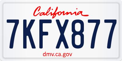 CA license plate 7KFX877