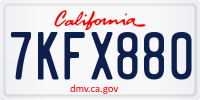 CA license plate 7KFX880