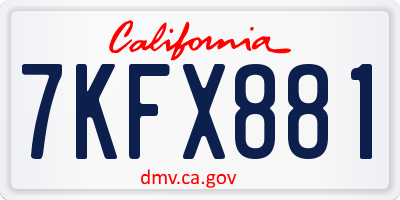 CA license plate 7KFX881