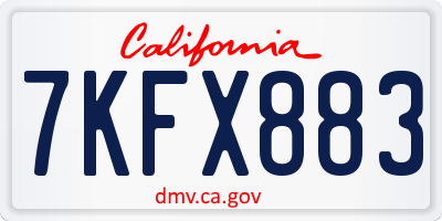 CA license plate 7KFX883