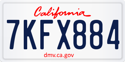 CA license plate 7KFX884