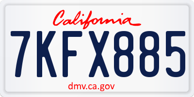 CA license plate 7KFX885
