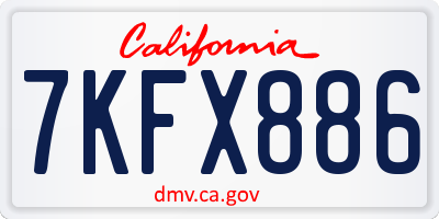 CA license plate 7KFX886