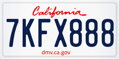 CA license plate 7KFX888