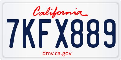CA license plate 7KFX889