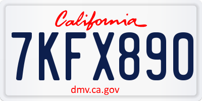 CA license plate 7KFX890
