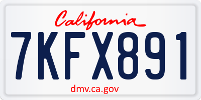 CA license plate 7KFX891