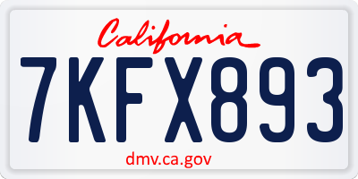 CA license plate 7KFX893