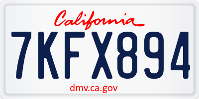 CA license plate 7KFX894