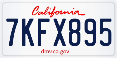CA license plate 7KFX895
