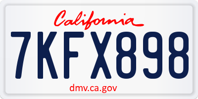 CA license plate 7KFX898