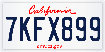 CA license plate 7KFX899
