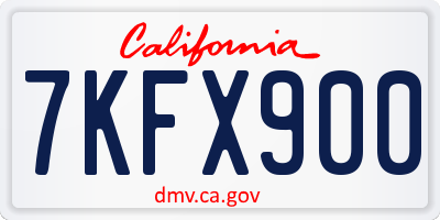 CA license plate 7KFX900