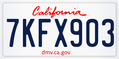 CA license plate 7KFX903
