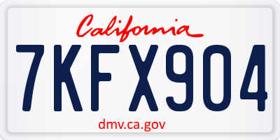 CA license plate 7KFX904