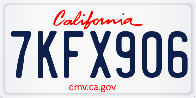 CA license plate 7KFX906