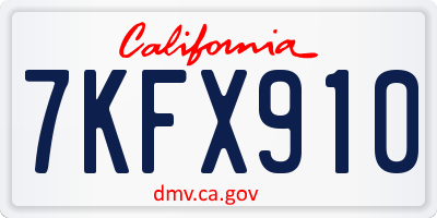 CA license plate 7KFX910