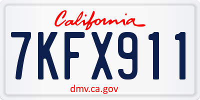CA license plate 7KFX911