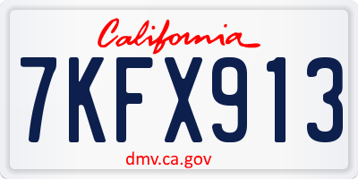 CA license plate 7KFX913