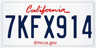 CA license plate 7KFX914