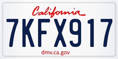 CA license plate 7KFX917