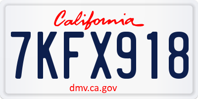 CA license plate 7KFX918