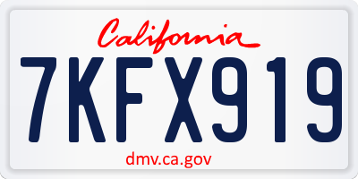 CA license plate 7KFX919