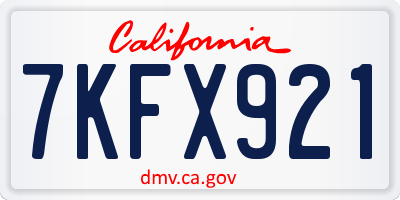 CA license plate 7KFX921