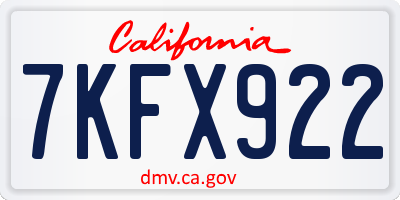 CA license plate 7KFX922