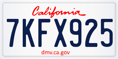 CA license plate 7KFX925