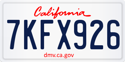 CA license plate 7KFX926