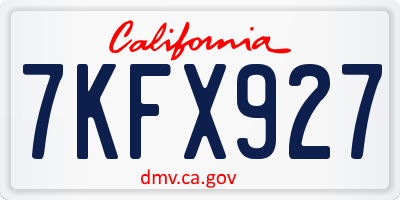 CA license plate 7KFX927
