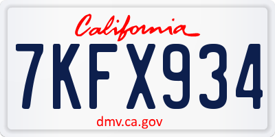 CA license plate 7KFX934