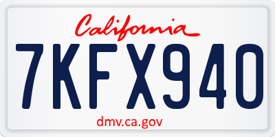 CA license plate 7KFX940