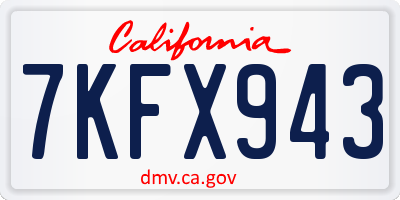 CA license plate 7KFX943