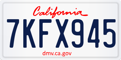 CA license plate 7KFX945