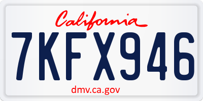 CA license plate 7KFX946