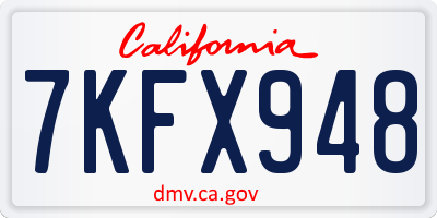 CA license plate 7KFX948