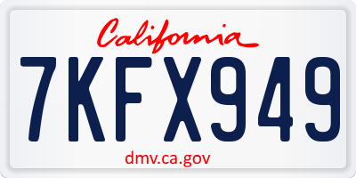 CA license plate 7KFX949