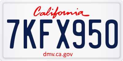 CA license plate 7KFX950