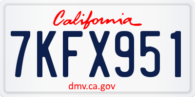 CA license plate 7KFX951