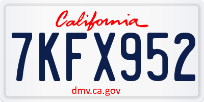 CA license plate 7KFX952