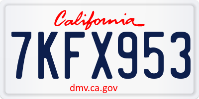 CA license plate 7KFX953