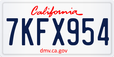 CA license plate 7KFX954