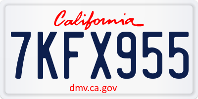 CA license plate 7KFX955