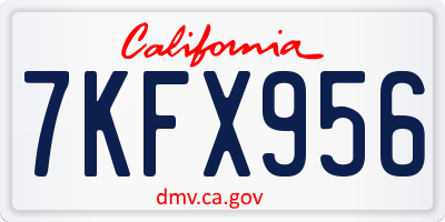 CA license plate 7KFX956